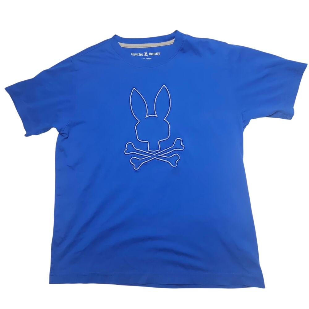 Psycho Bunny Boys Ryder Graphic T-Shirt Royal Blue Size L (14-16) Outline Logo